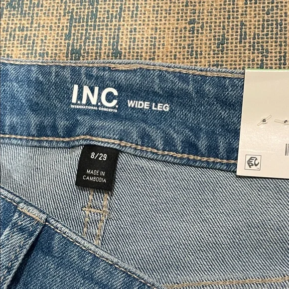 INC International Concepts Blue Flare Jeans with Rhinestone Details - Picture 2 of 4